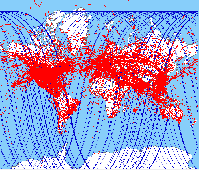 “北航空事卫星一号”获取的全球航空器分布