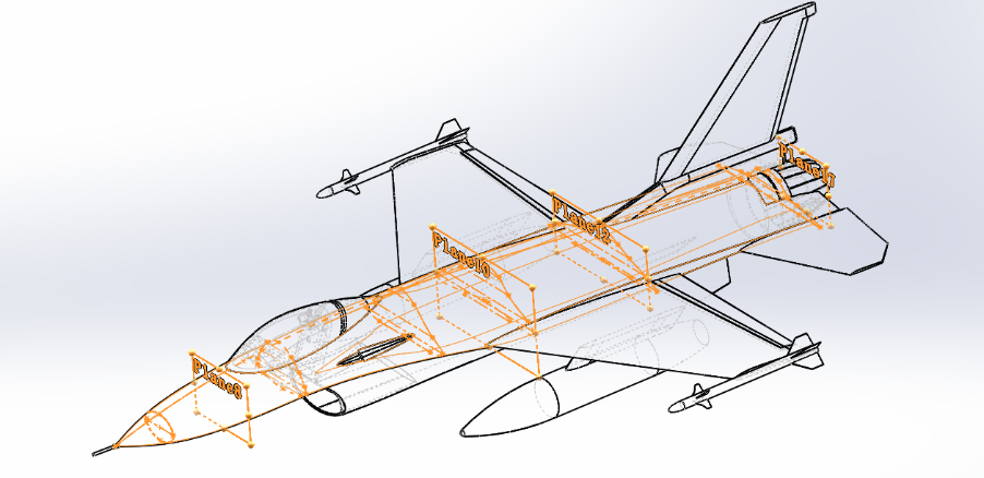 图19 利用截面扫掠方法生成机身曲面模型